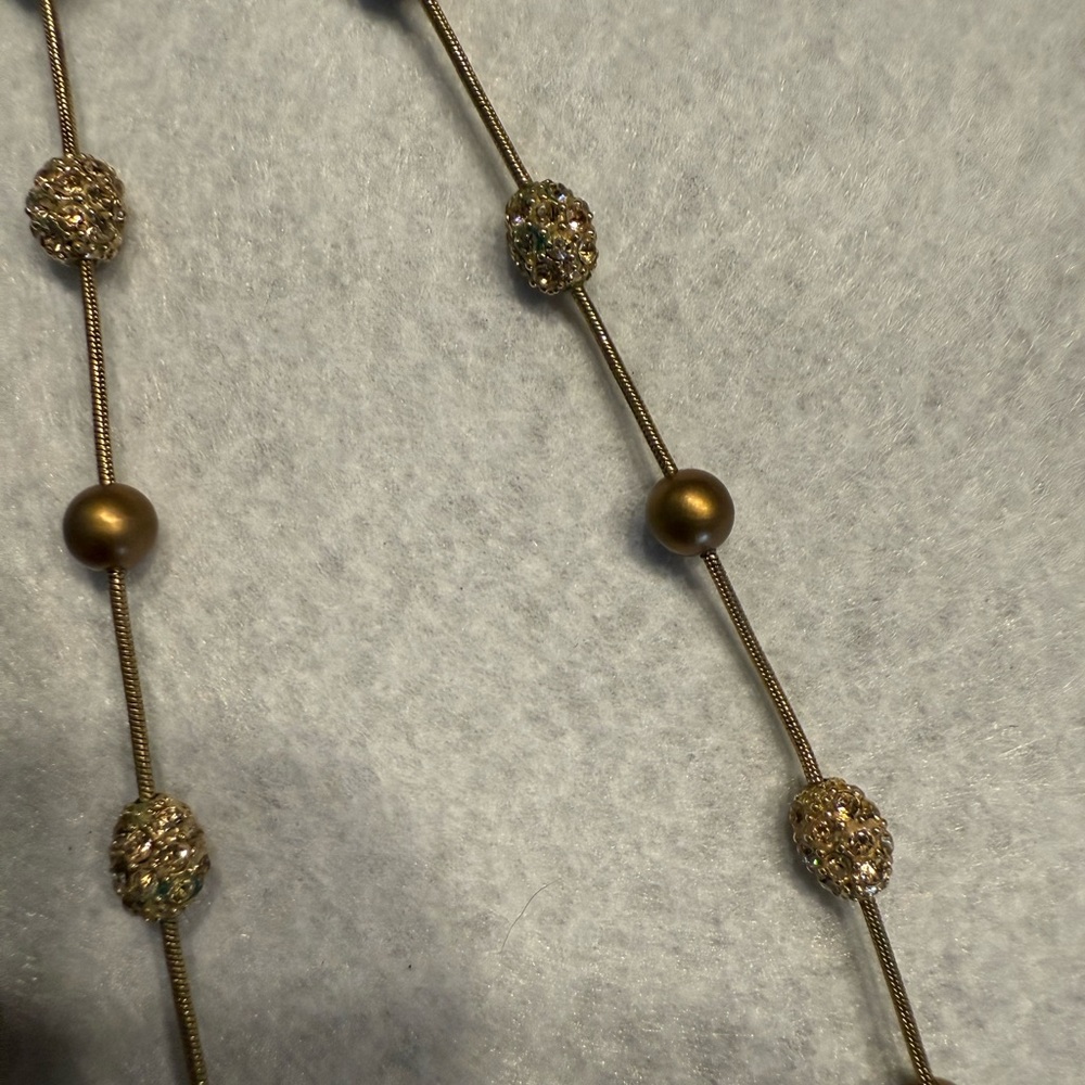 Elegant Gold and Brown Beaded Necklace and Earring Set - Picture 3 of 5